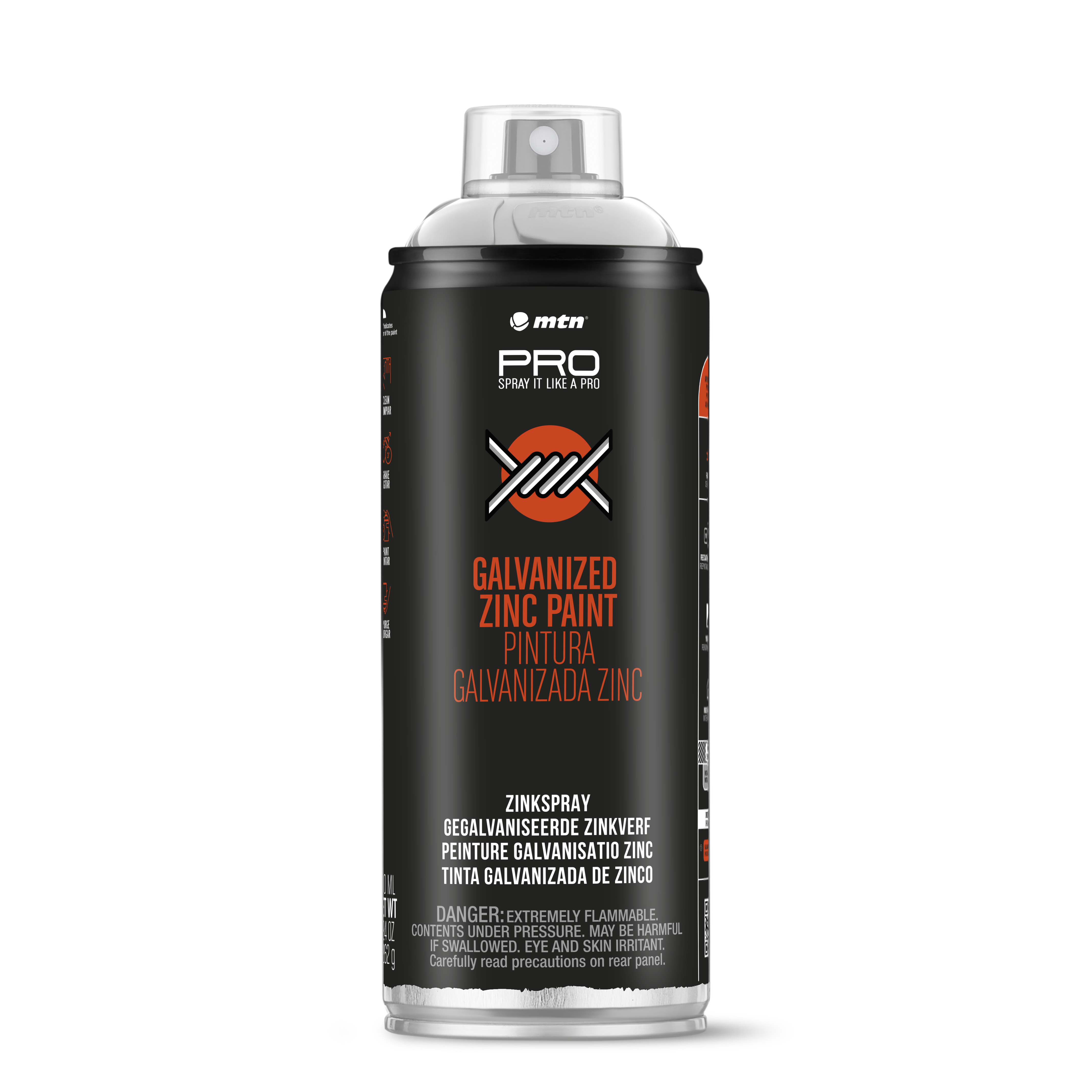 MTN PRO Spray Paint - Galvanized Zinc Paint 400ml - Galvanized Silver Gloss Zinc